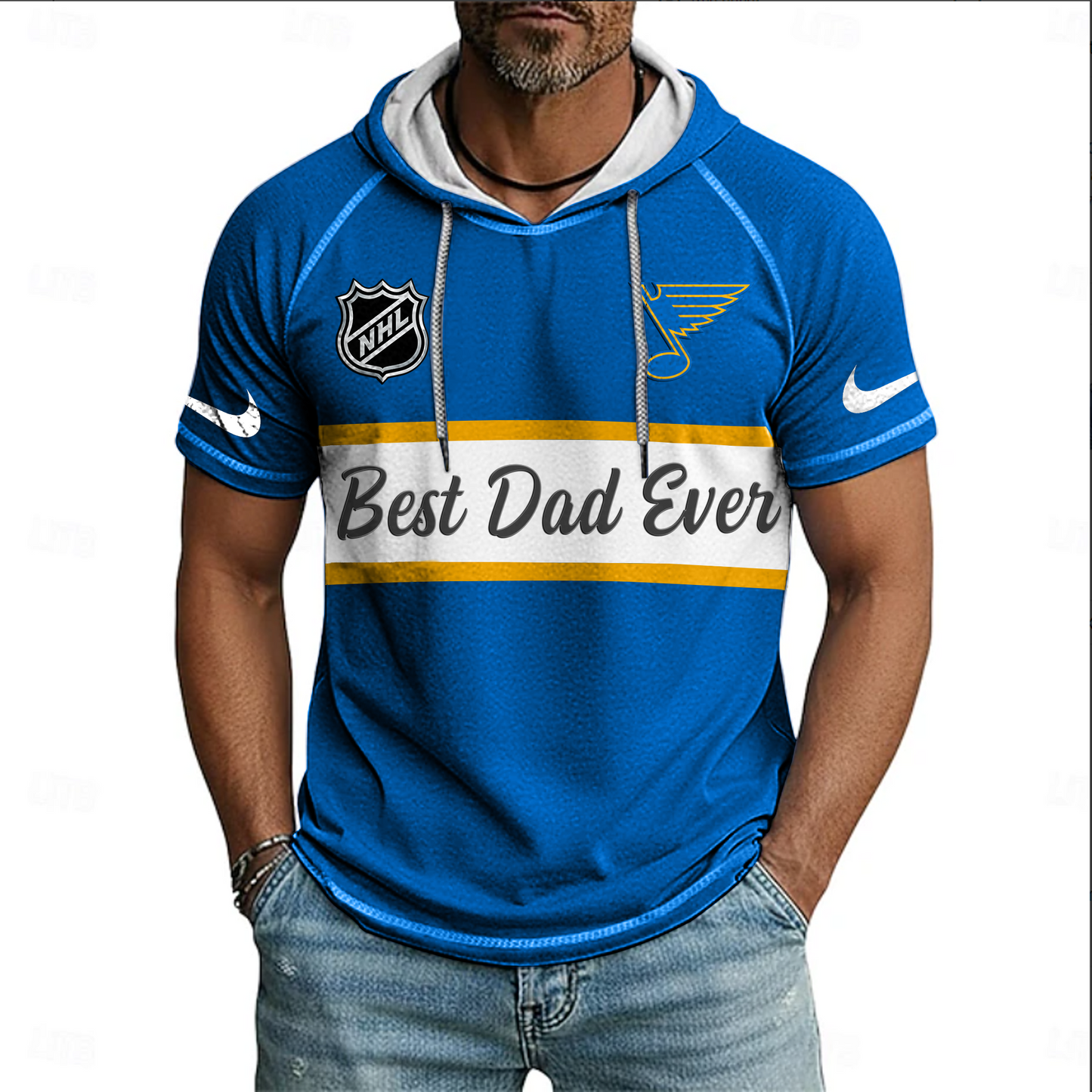NHL x STL Best Dad Hooded Short Sleeve Shirt HLP 220426 HLPHUONG