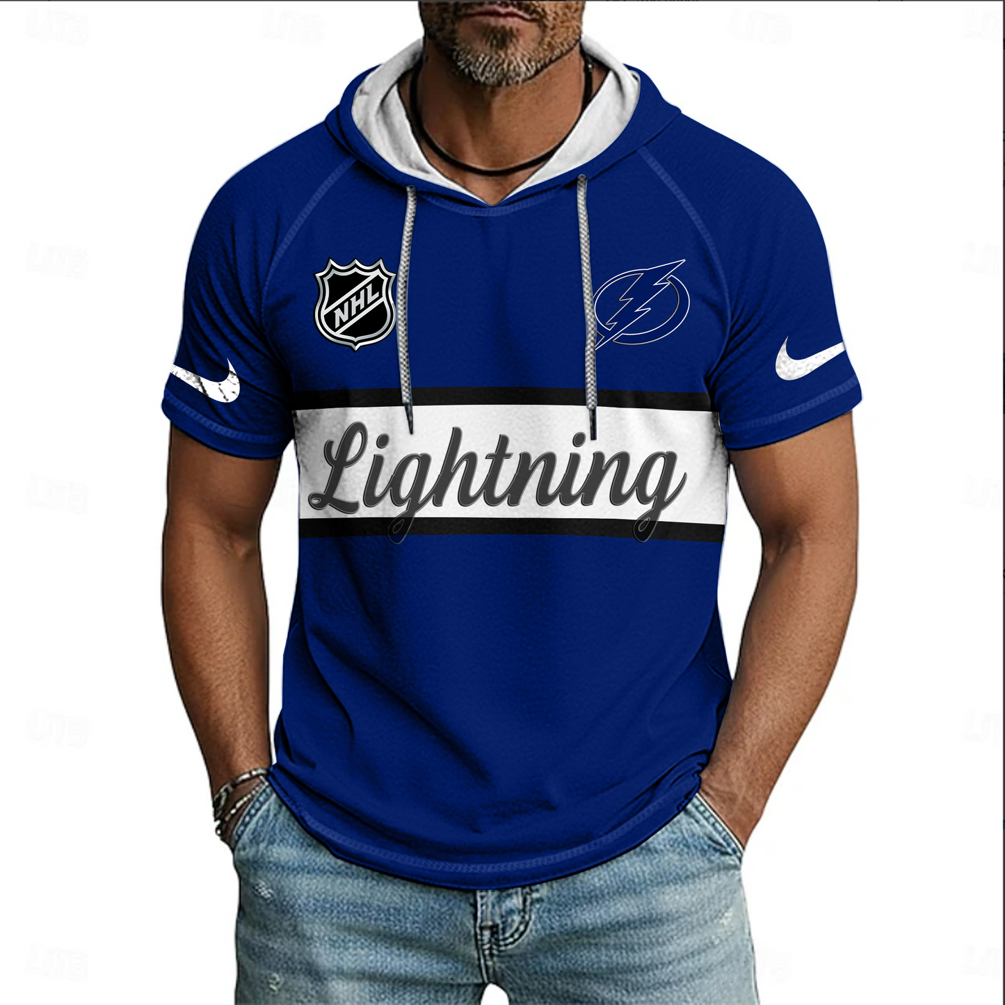 NHL x TB Sport Hooded Short Sleeve Shirt HLP 70426 HLPHUONG
