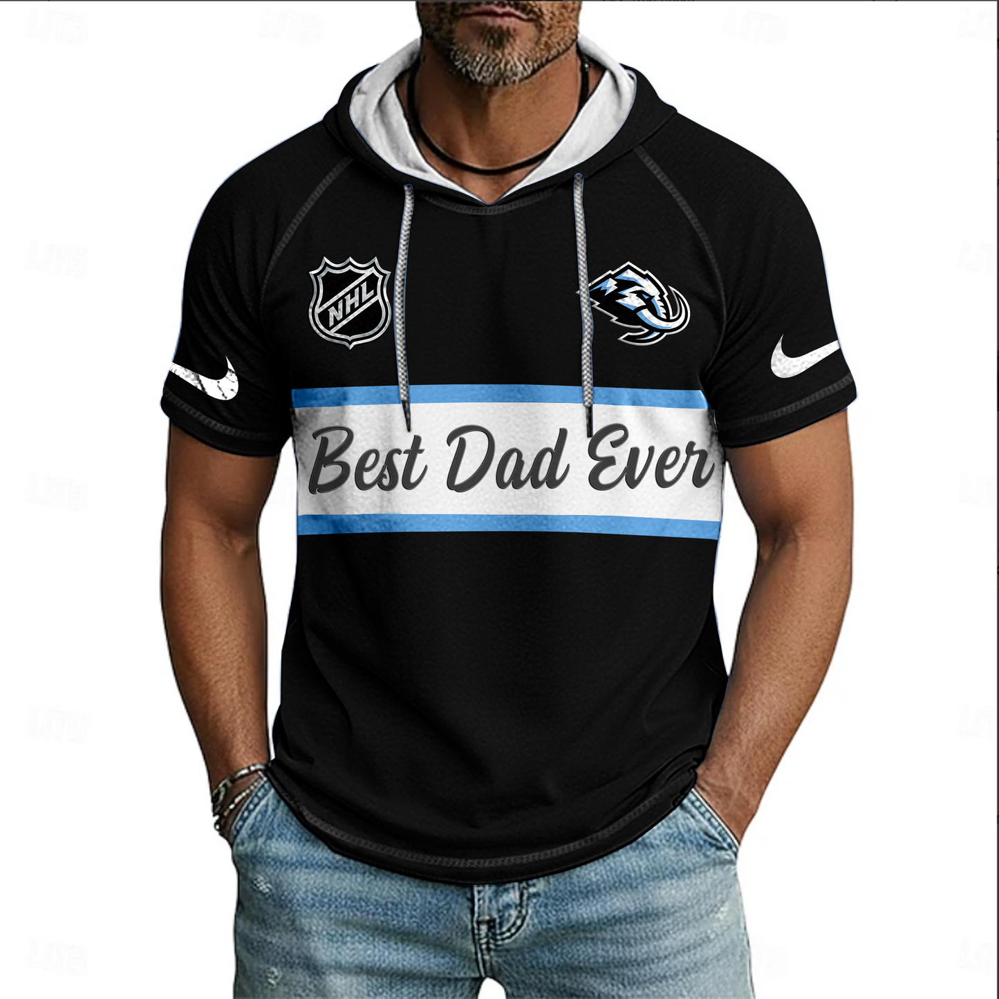 NHL x UTA Best Dad Hooded Short Sleeve Shirt HLP 220426 HLPHUONG
