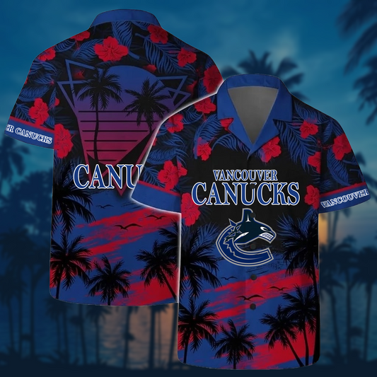 NHL x VAN Sunset Hawaiian Shirt HLP 40426 HLPHUONG