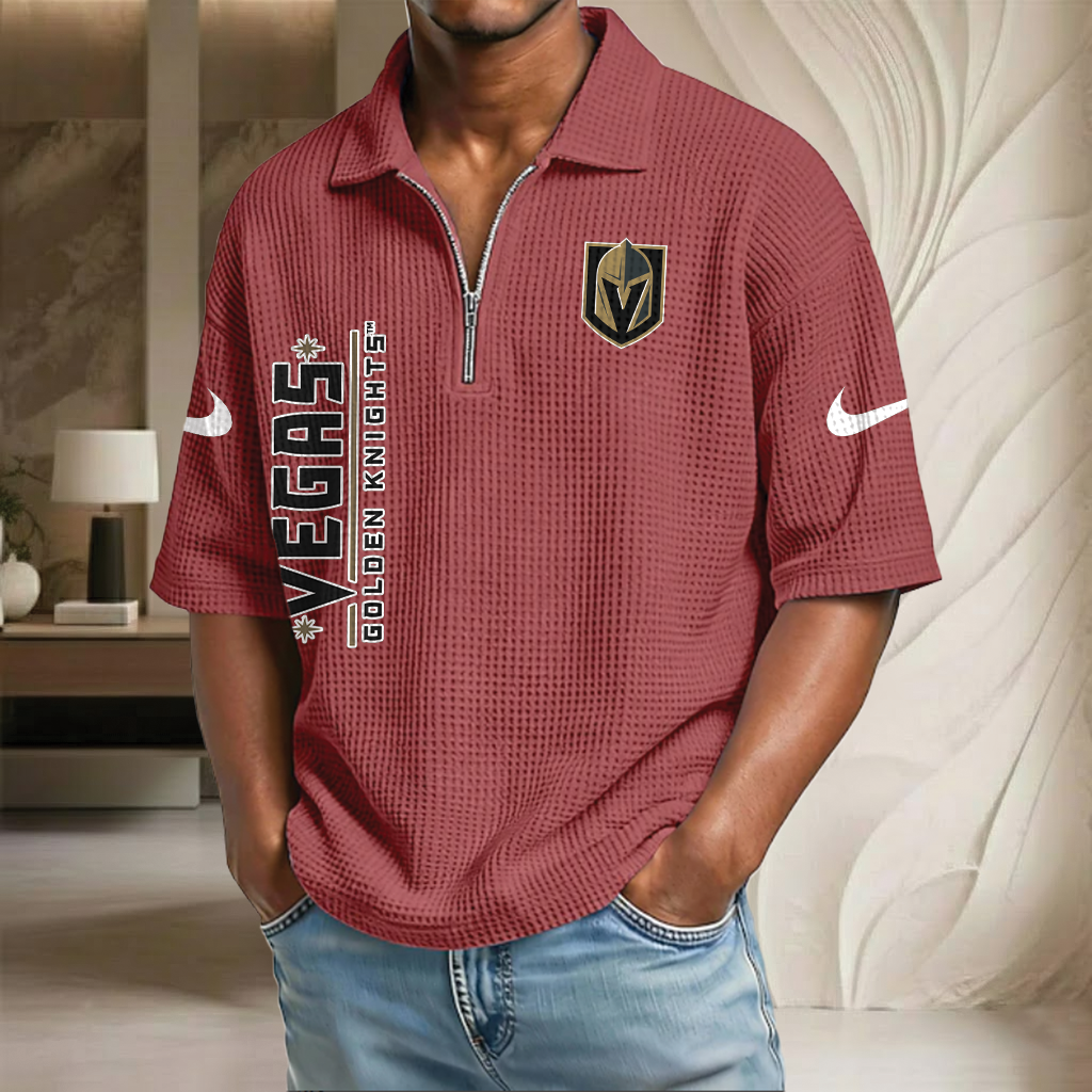 NHL x VGK Waffle Half-Zip Polo Shirt HLP 070326 HLPHUONG