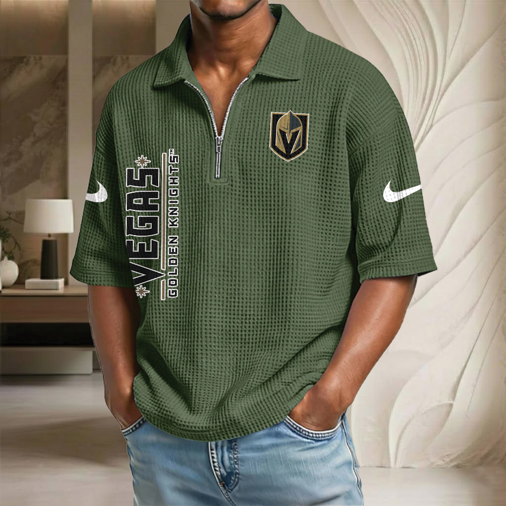 NHL x VGK Waffle Half-Zip Polo Shirt HLP 070326 HLPHUONG