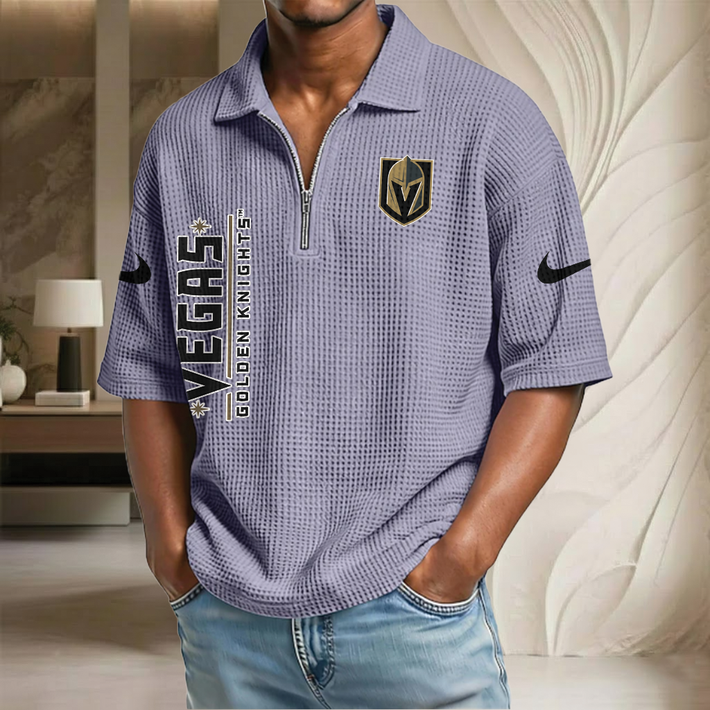 NHL x VGK Waffle Half-Zip Polo Shirt HLP 070326 HLPHUONG