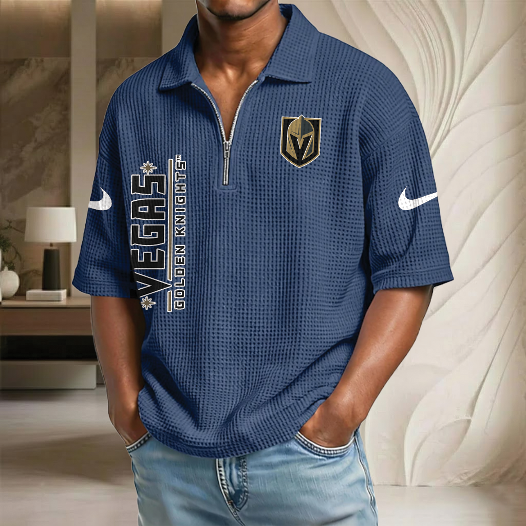 NHL x VGK Waffle Half-Zip Polo Shirt HLP 070326 HLPHUONG