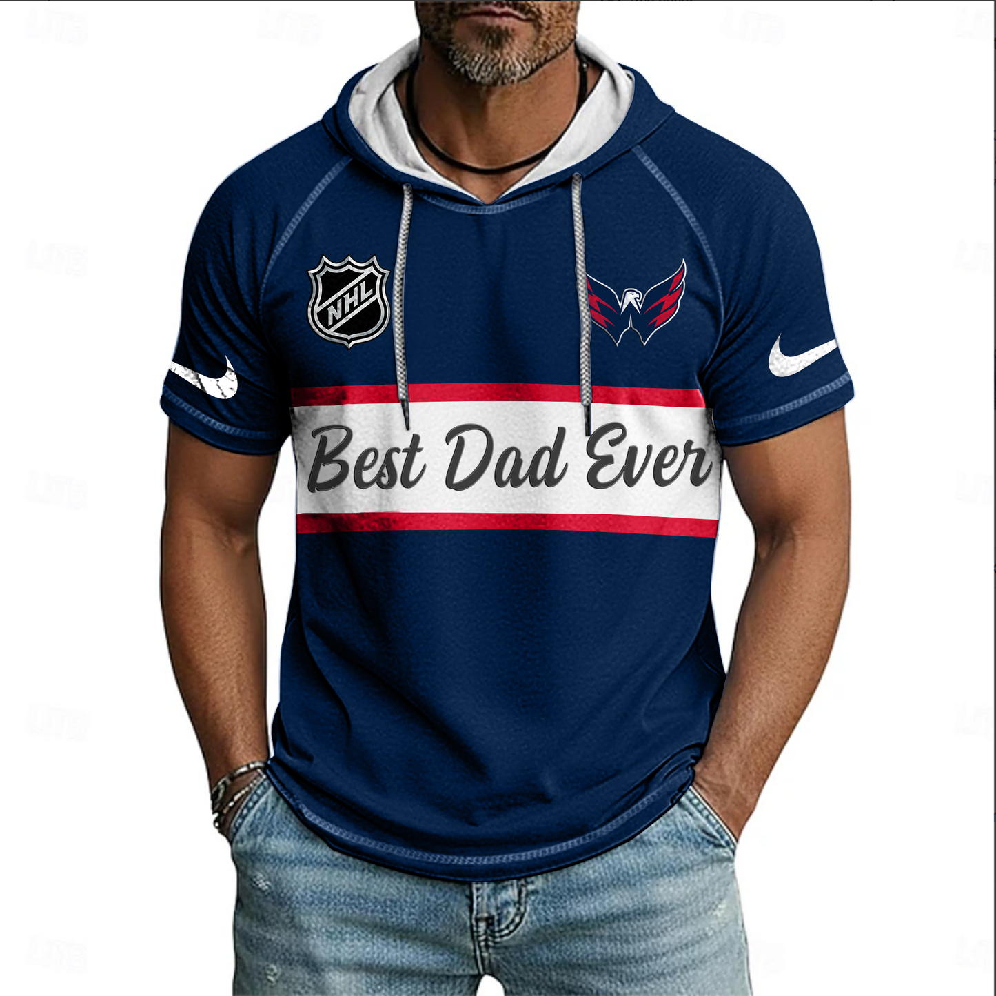 NHL x WAS Best Dad Hooded Short Sleeve Shirt HLP 220426 HLPHUONG