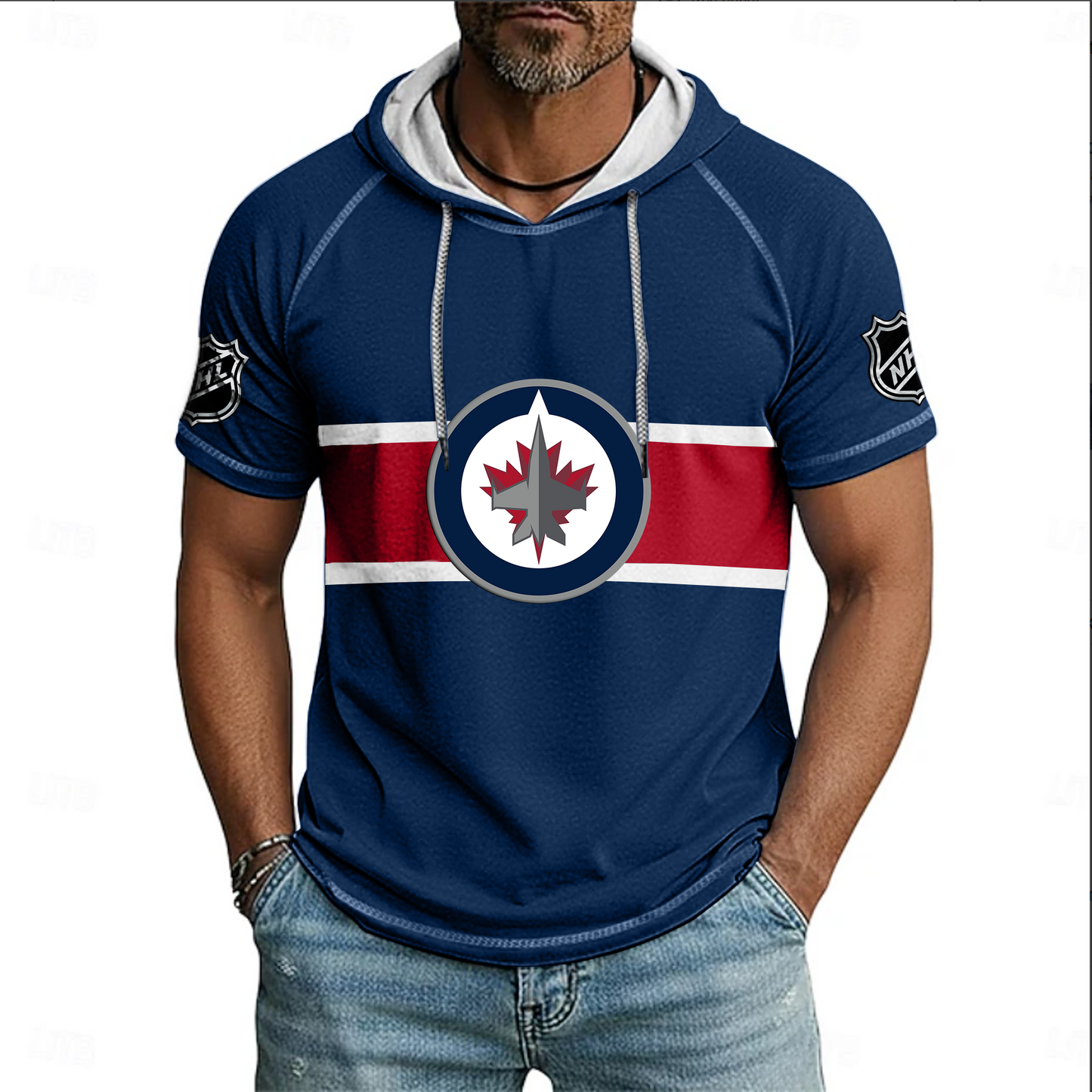 NHL x WIN Hockey Hooded Short Sleeve Shirt HLP 220426 HLPHUONG