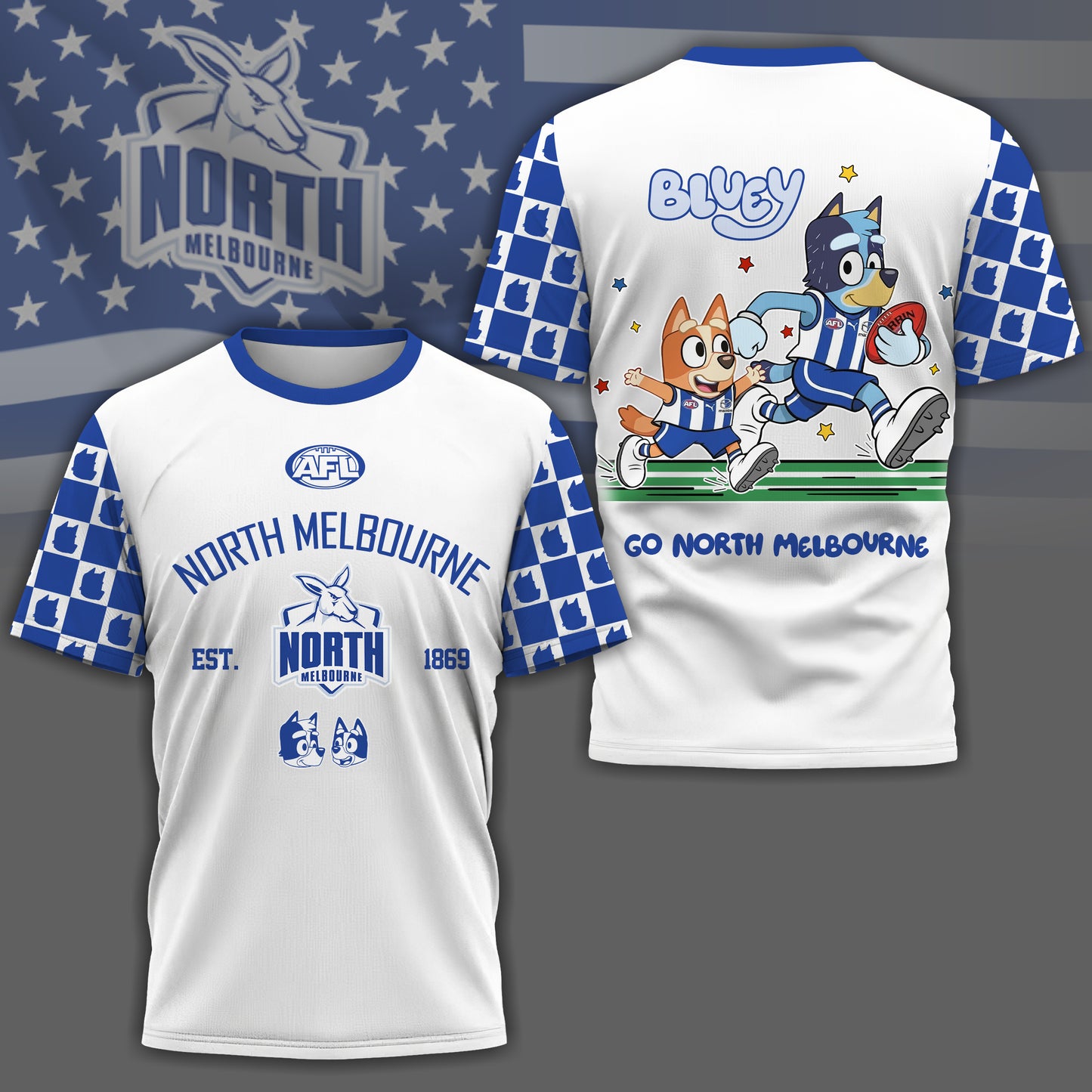 NM x AFL Premium Bluey 3D Shirt DDT TTTZ