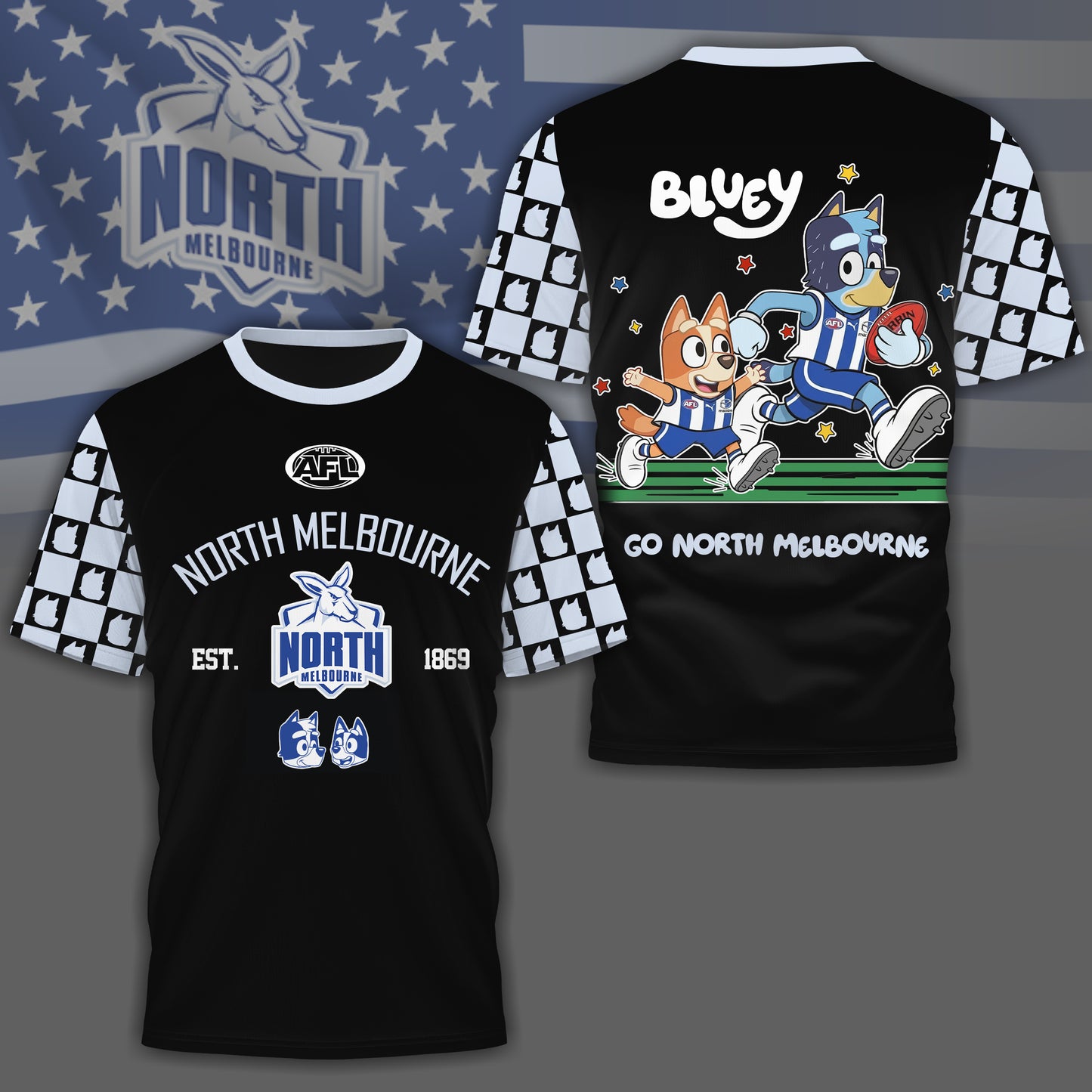 NM x AFL Premium Bluey 3D Shirt DDT TTTZ