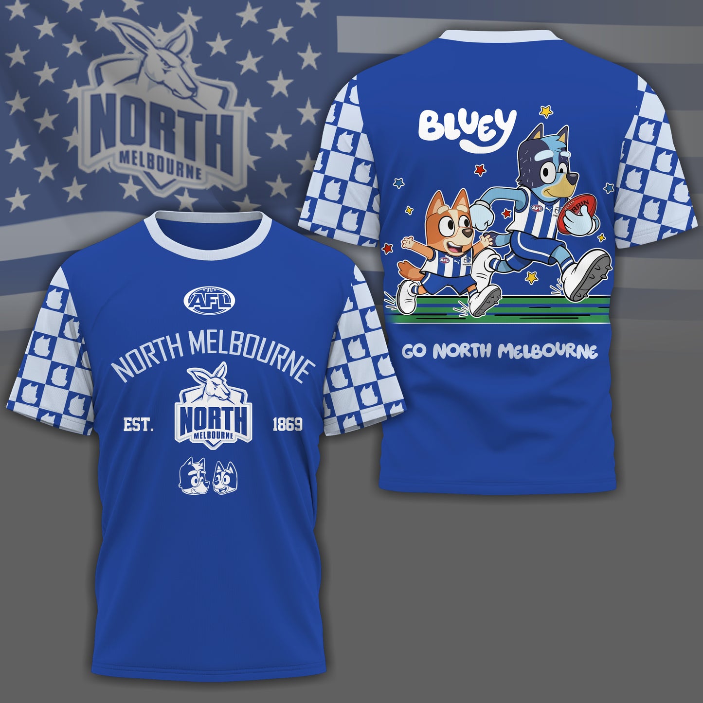 NM x AFL Premium Bluey 3D Shirt DDT TTTZ