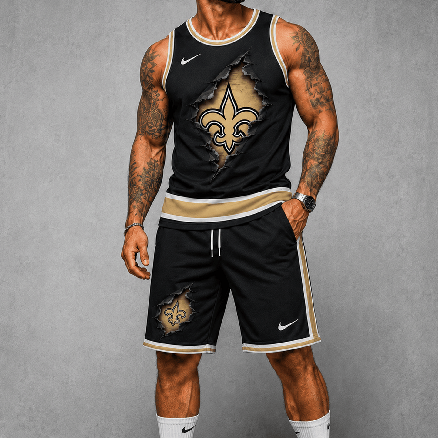NO Premium NFL Game Day Football Fan Tank Top and Shorts Set 1706