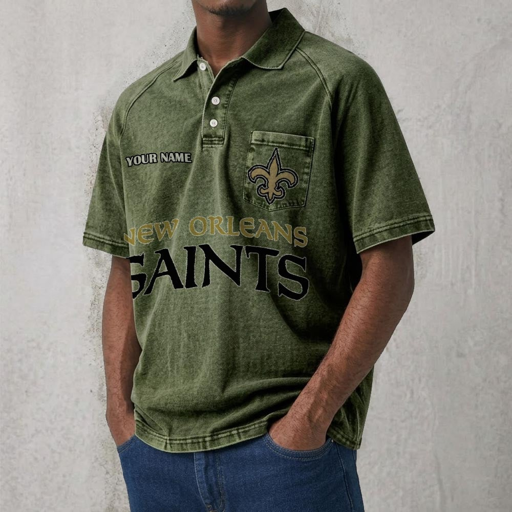 NO x NFL Men's Distressed Turn-Down Collar Polo DATND TANTD 250526