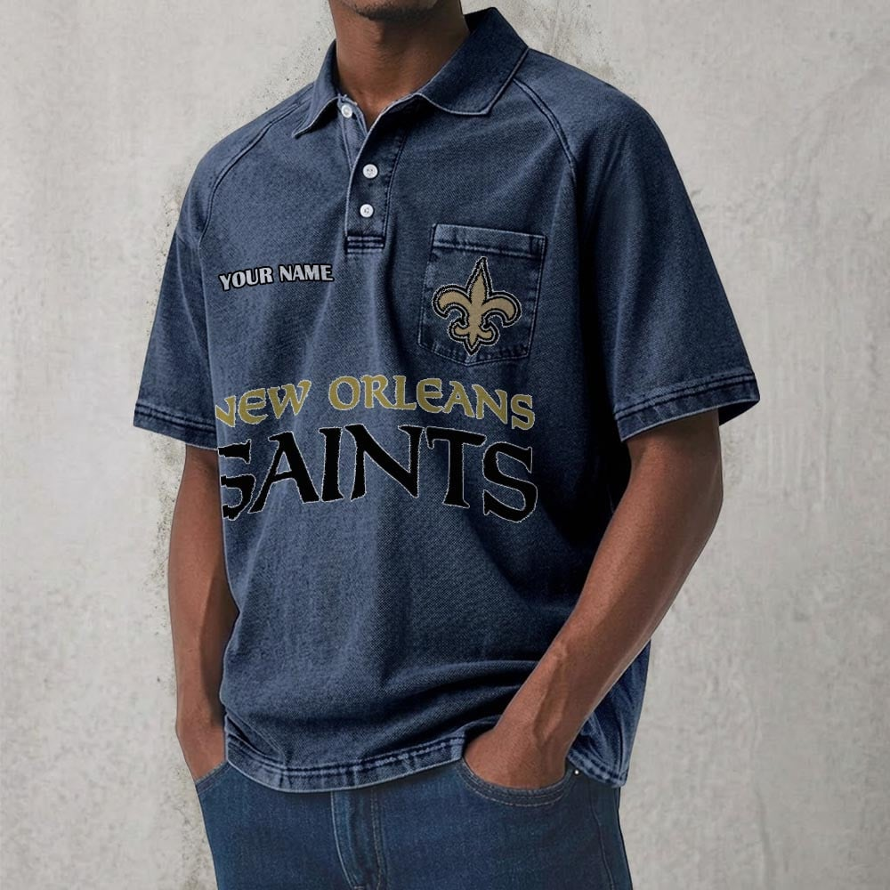 NO x NFL Men's Distressed Turn-Down Collar Polo DATND TANTD 250526