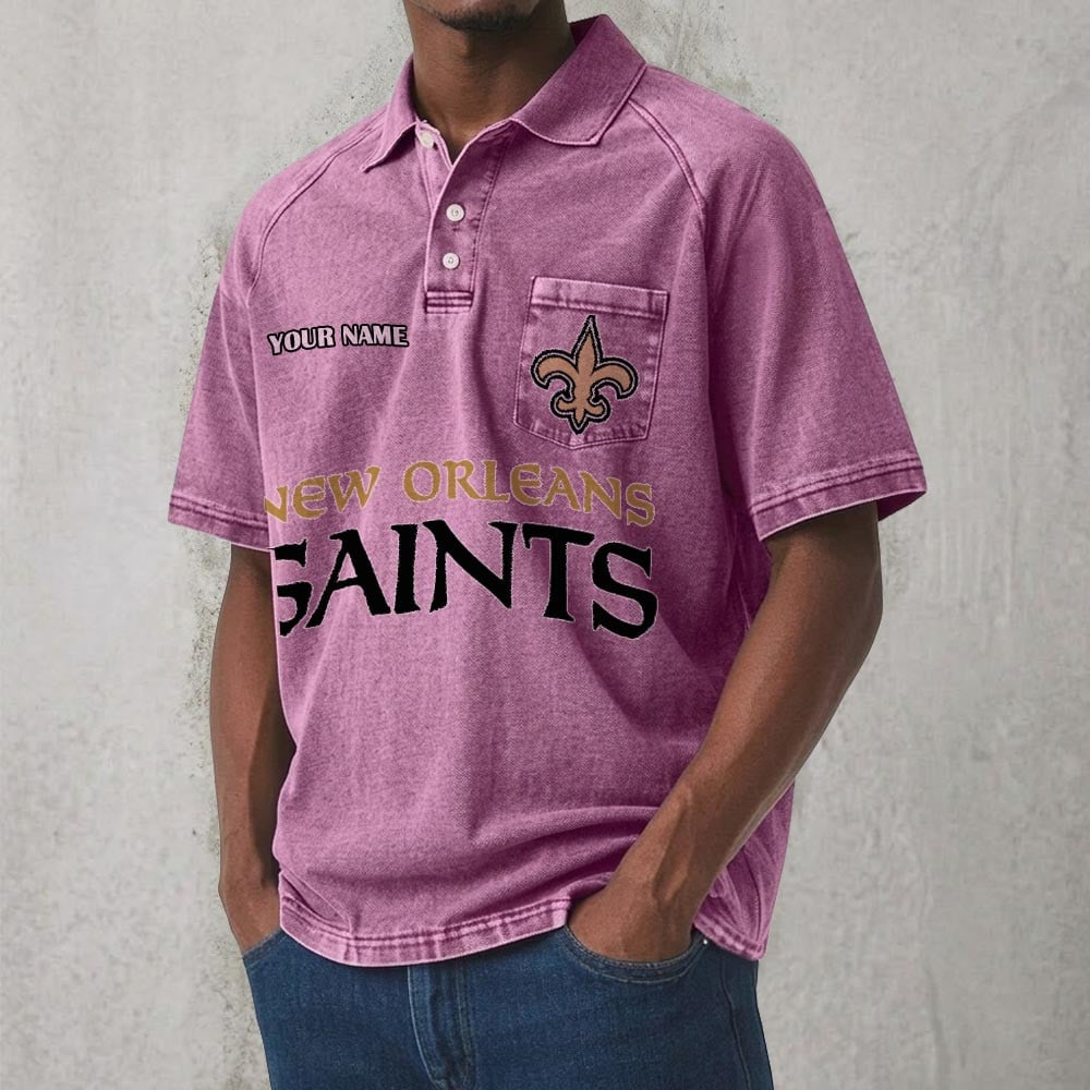 NO x NFL Men's Distressed Turn-Down Collar Polo DATND TANTD 250526