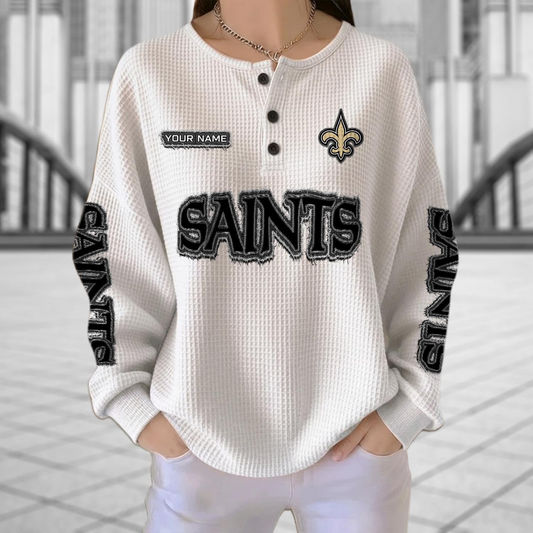 NO x NFL Personalized Waffle Knit Henley Sweatshirt 2005 DatND DVT