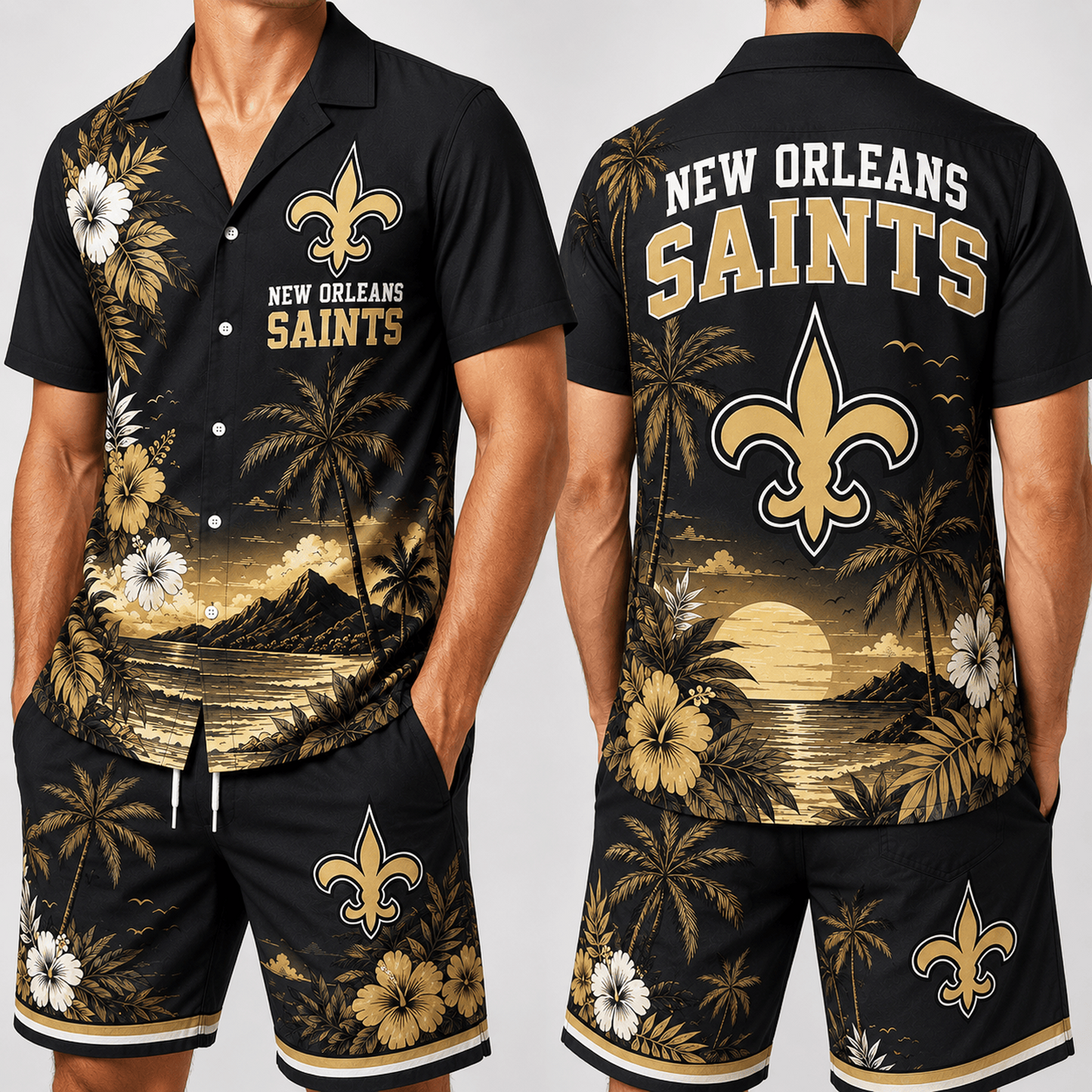 NO x NFL Premium Championship Edition Hawaiian Shirt & Shorts Set Casual Summer Beachwear 1206