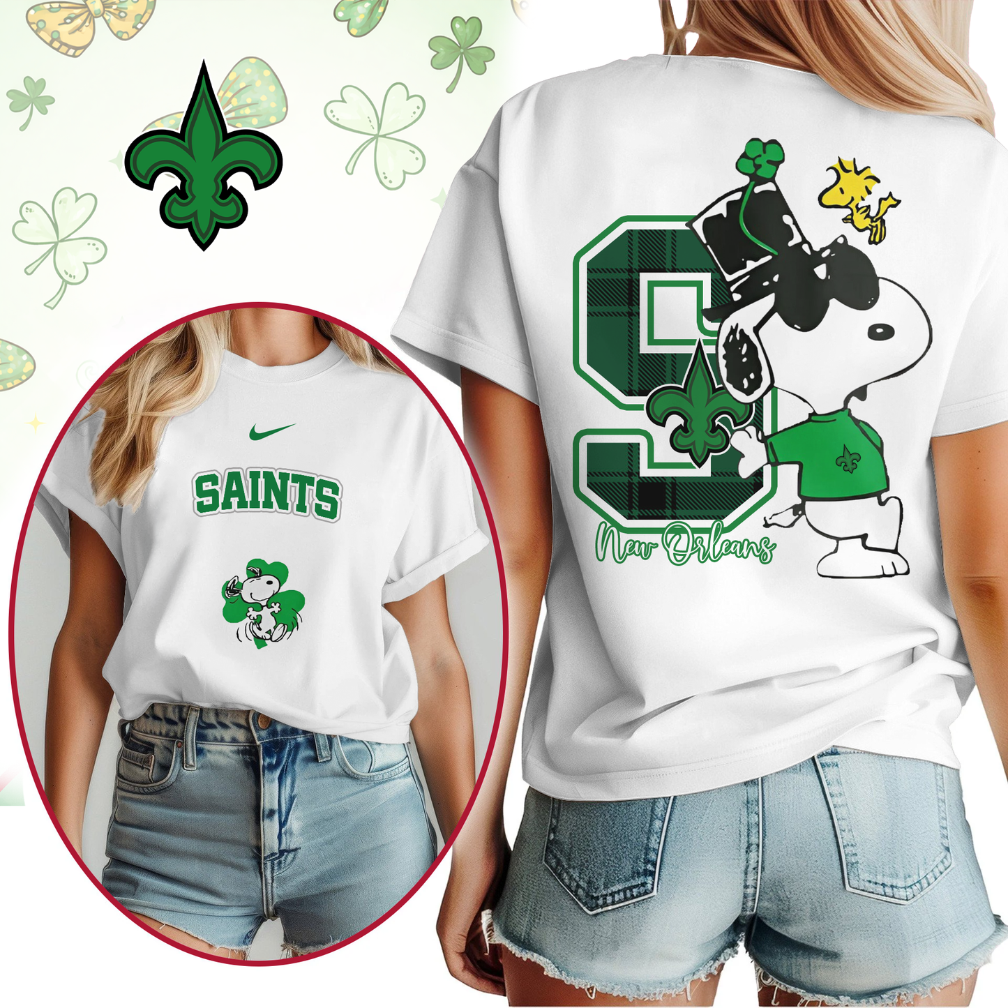 NOS Premium NFL Snoopy St. Patricks Day Shirt DDT NTL
