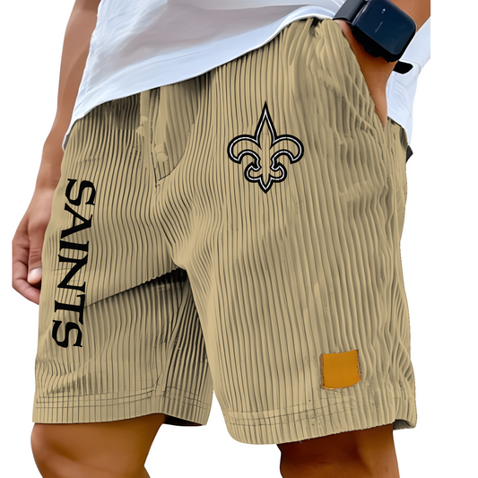 NO x NFL Vintage Embroidered Logo Corduroy Stylish Lace-up Casual Shorts DATND TANTD 220526
