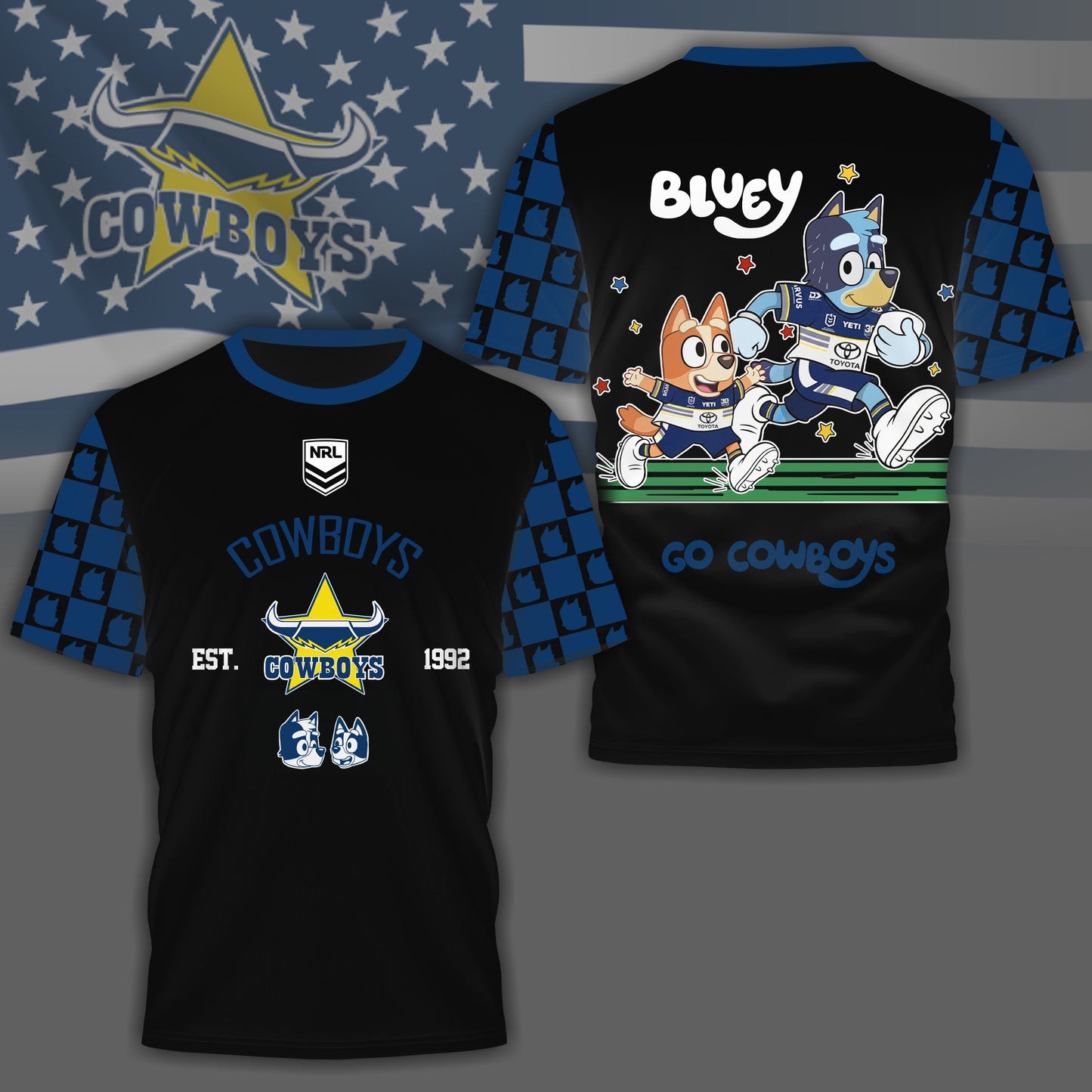 NQC x NRL Premium Bluey 3D Shirt DDT TTTZ
