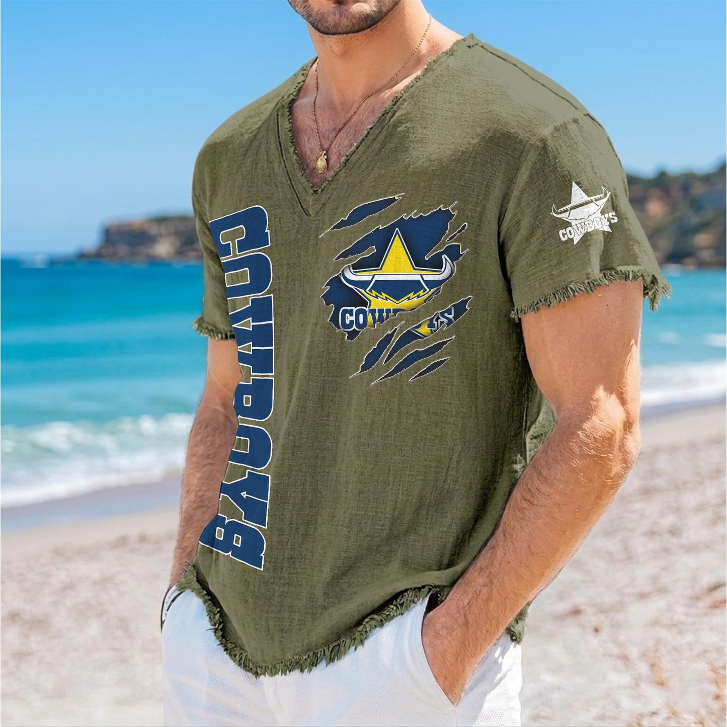 NQC x NRL V-Neck Linen Beach Shirt 1905 DatND DVT