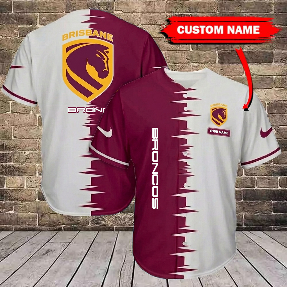 NRL x BB Bicolour Custom Name Baseball Jersey HLP 30426 LBN