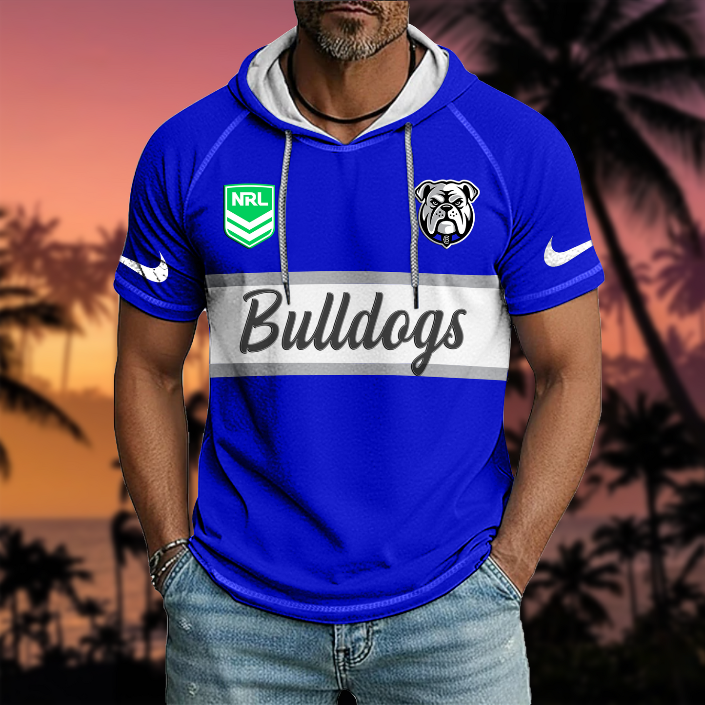 NRL x CBB Sport Hooded Short Sleeve Shirt HLP 70426 HLPHUONG