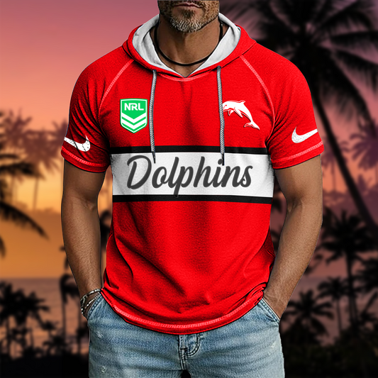 NRL x DOL Sport Hooded Short Sleeve Shirt HLP 70426 HLPHUONG