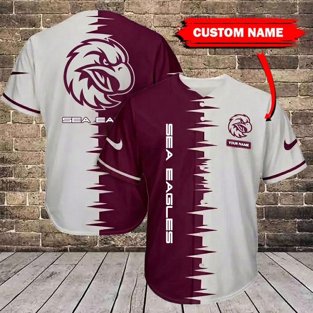 NRL x MWSE Bicolour Custom Name Baseball Jersey HLP 30426 LBN
