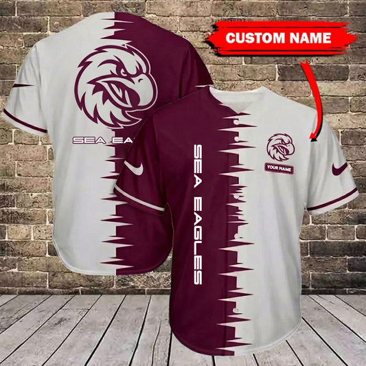 NRL x MWSE Bicolour Custom Name Baseball Jersey HLP 30426 LBN