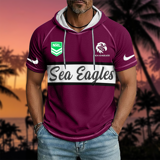 NRL x MWSE Sport Hooded Short Sleeve Shirt HLP 70426 HLPHUONG