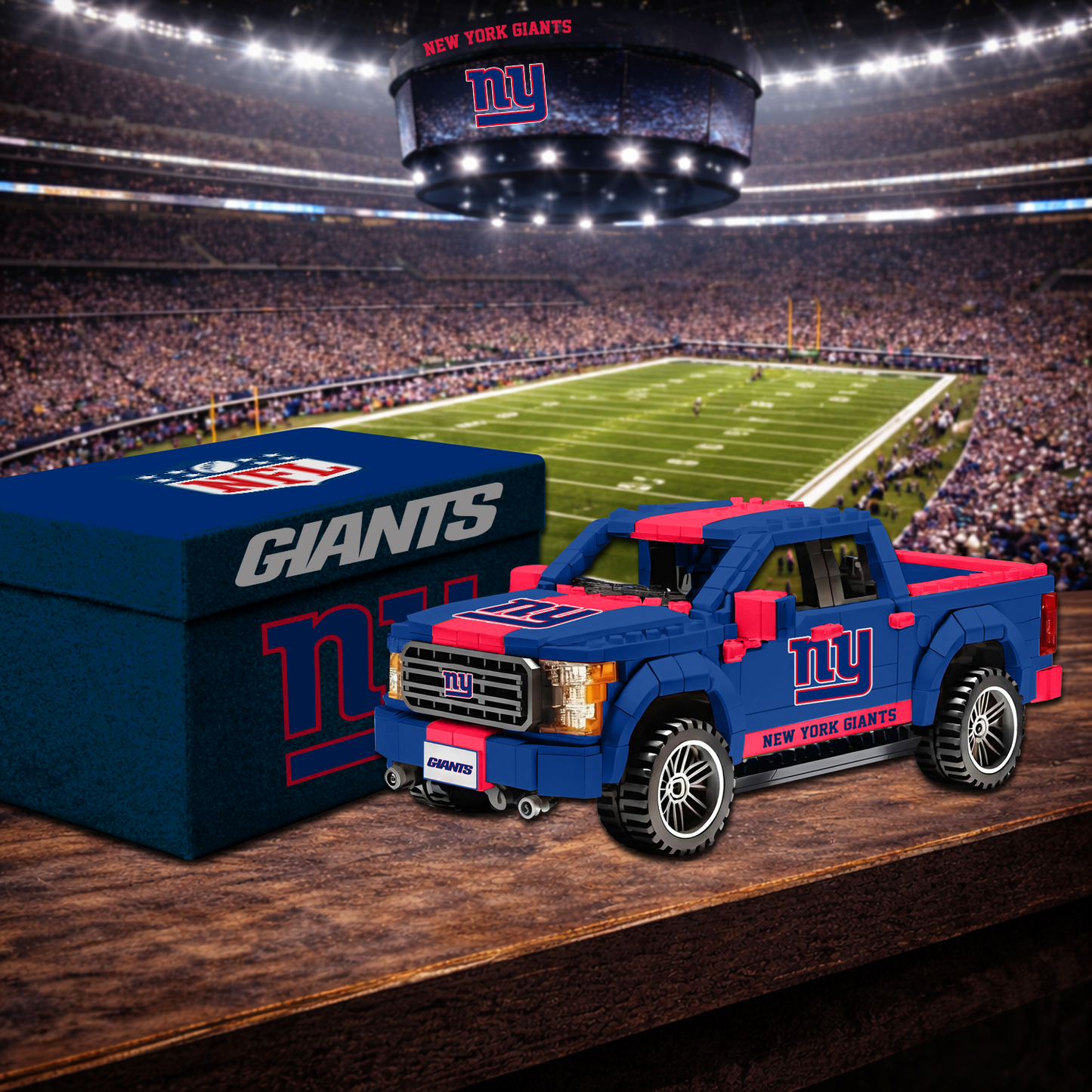 NYG X NFL Football-themed pickup truck building blocks 0703 NAK NHT