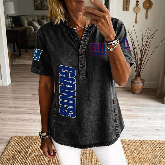NYG x NFL Women‘s Denim Casual Tops DATND LBN 190526