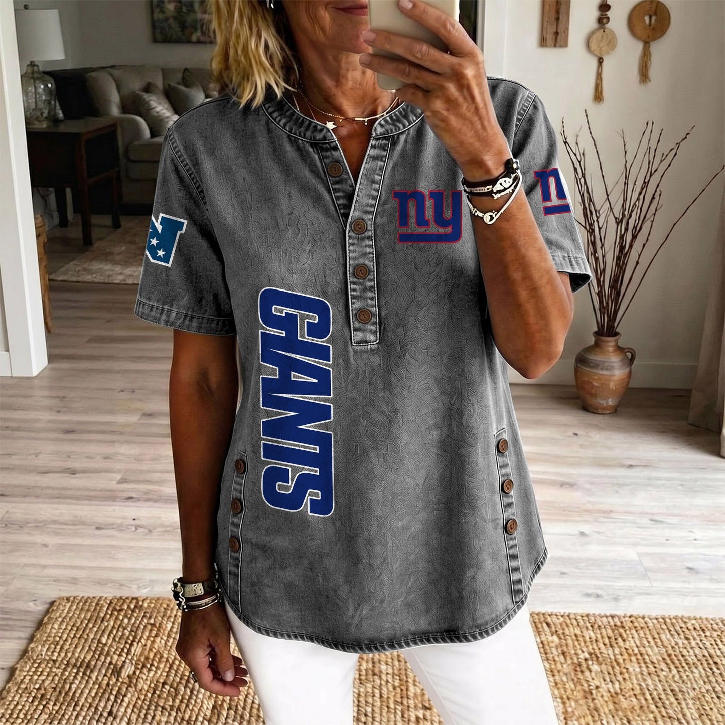 NYG x NFL Women‘s Denim Casual Tops DATND LBN 190526