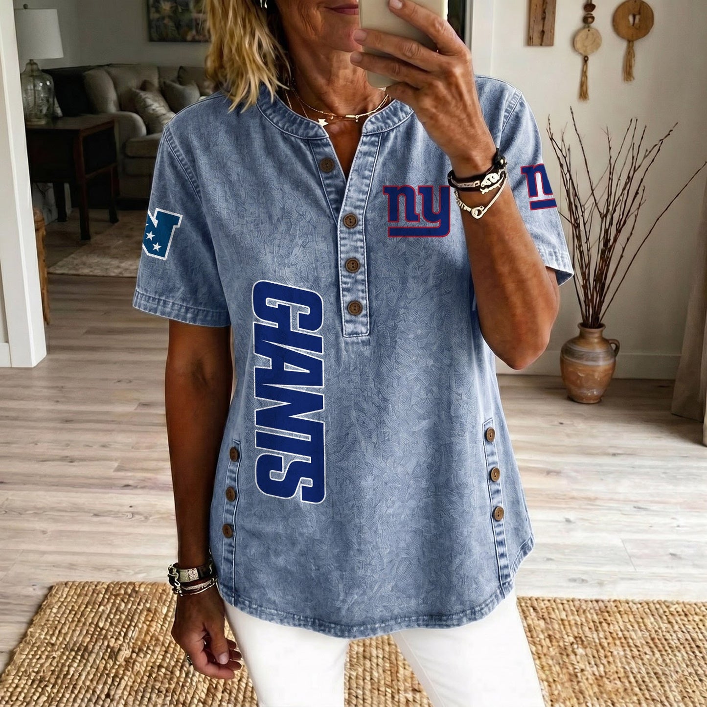 NYG x NFL Women‘s Denim Casual Tops DATND LBN 190526