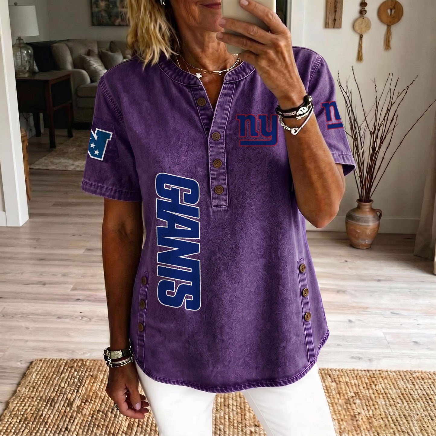NYG x NFL Women‘s Denim Casual Tops DATND LBN 190526