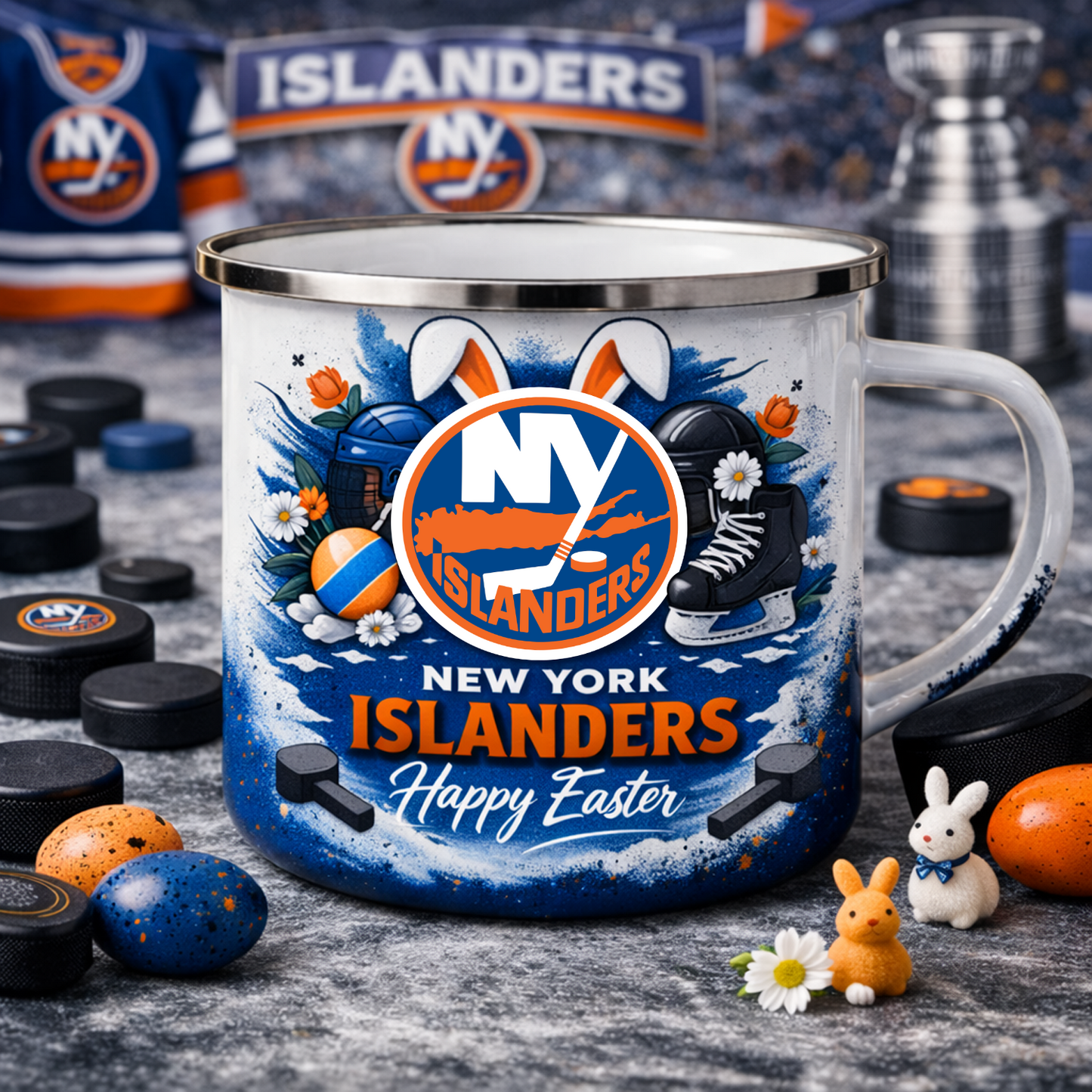 NYI X NHL Easter-themed enamel mug 0703 NAK NHT