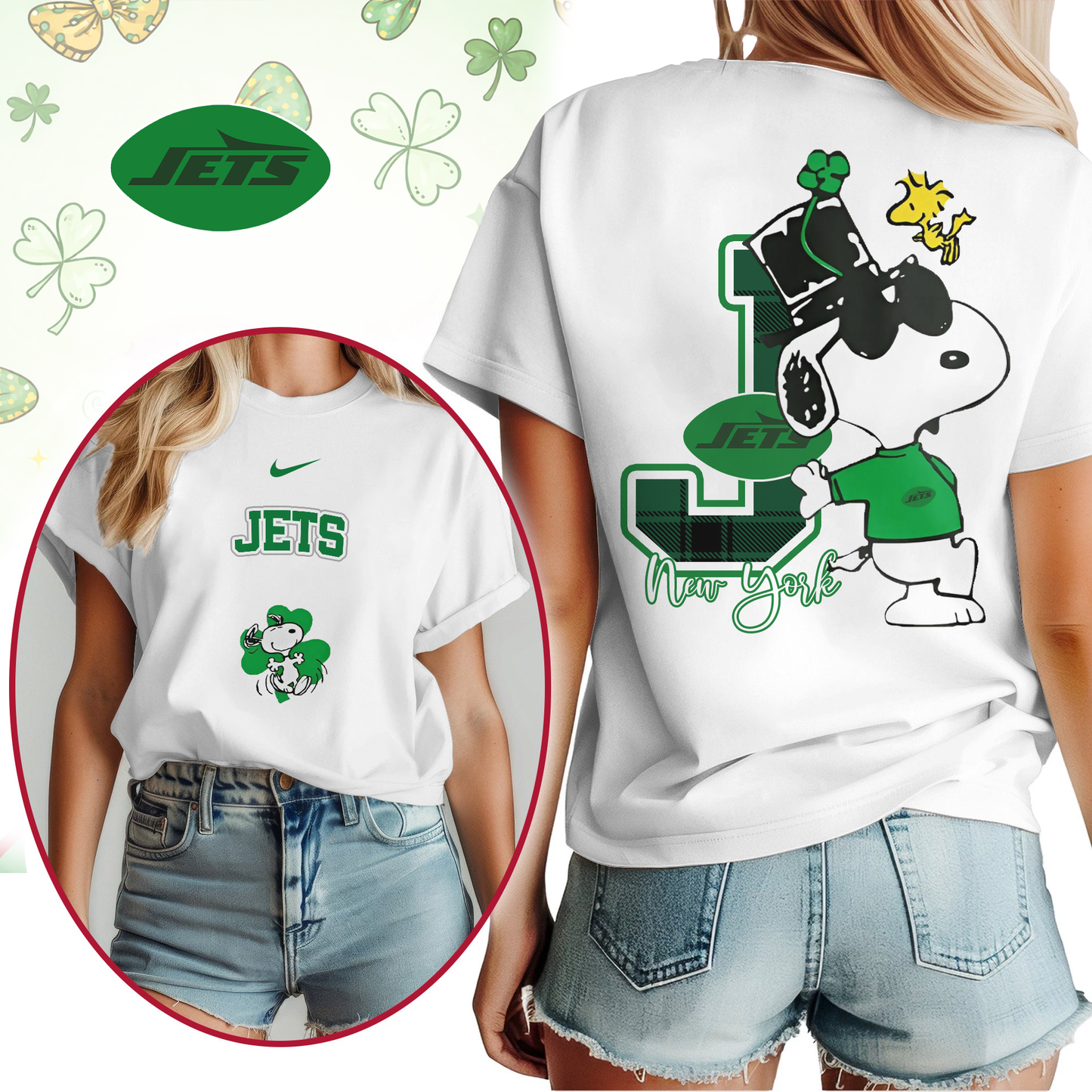 NYJ Premium NFL Snoopy St. Patricks Day Shirt DDT NTL