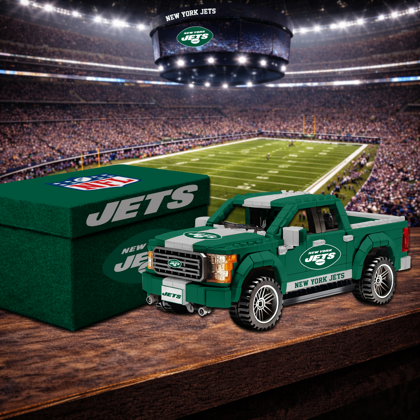 NYJ X NFL Football-themed pickup truck building blocks 0703 NAK NHT