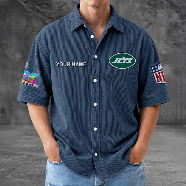 NYJ x NFL Men Seersucker Button Shirt DDT NTL