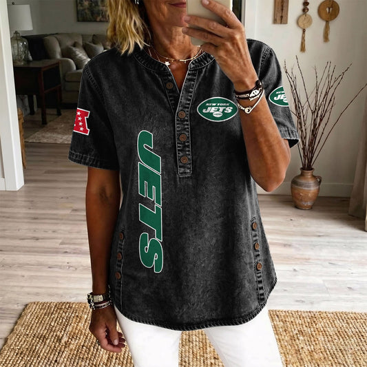 NYJ x NFL Women‘s Denim Casual Tops DATND LBN 190526