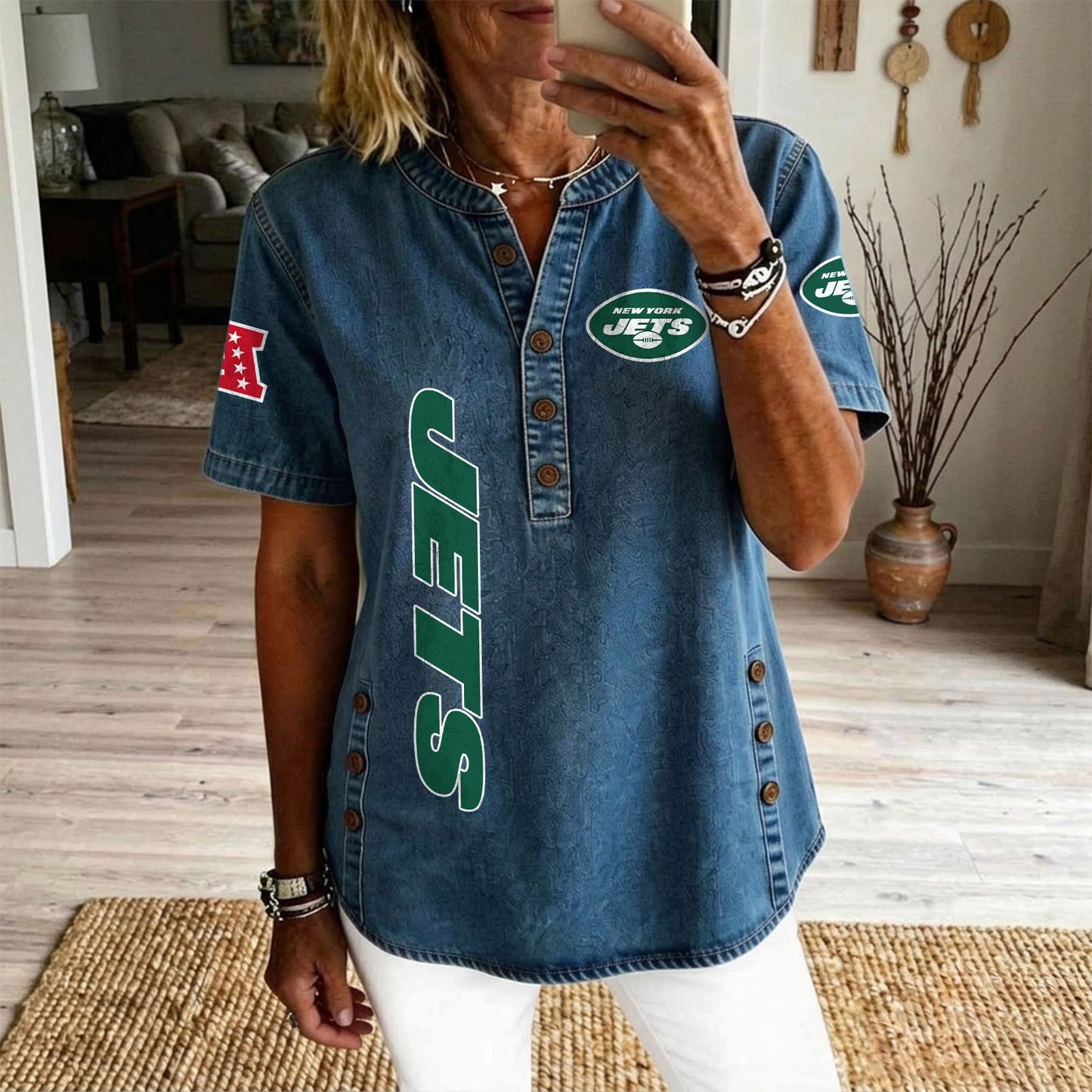 NYJ x NFL Women‘s Denim Casual Tops DATND LBN 190526