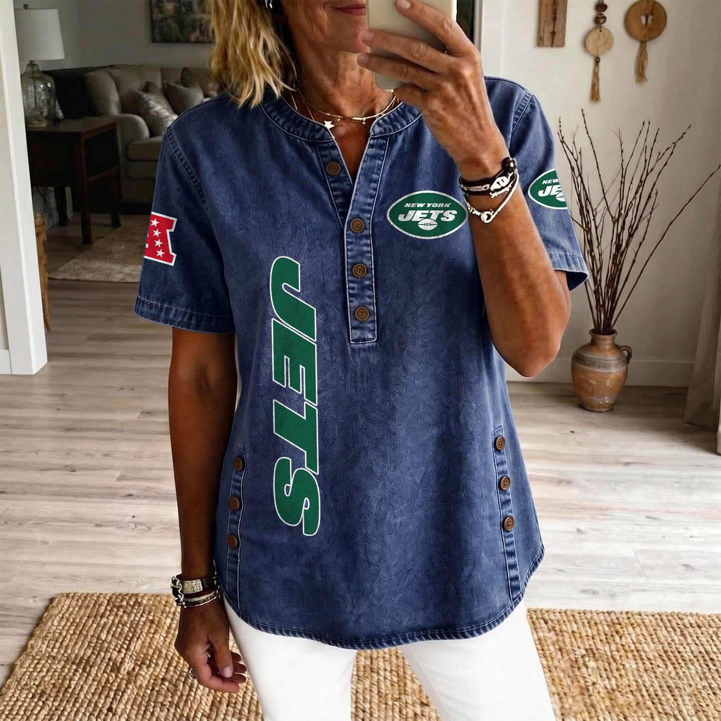 NYJ x NFL Women‘s Denim Casual Tops DATND LBN 190526