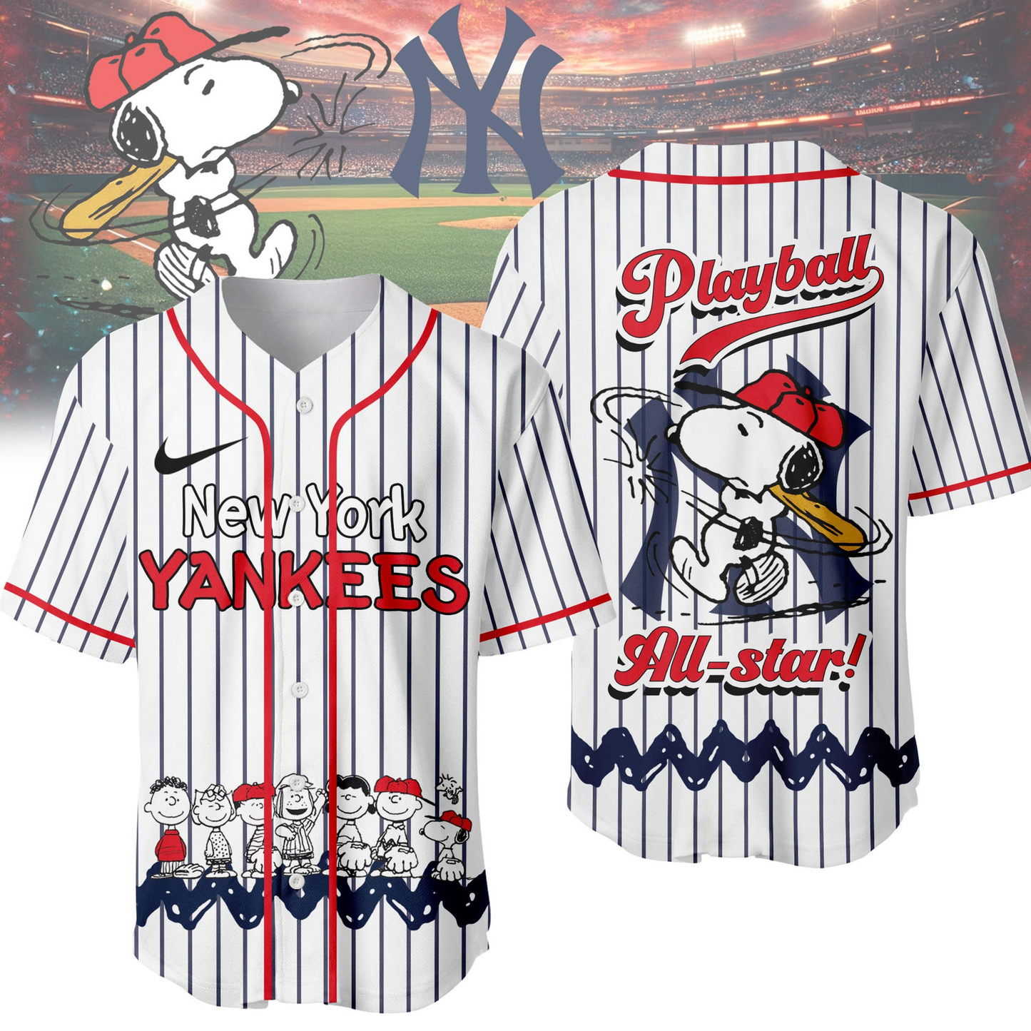 NYY x Premium MLB Snoopy Playball Jersey DDT NTL