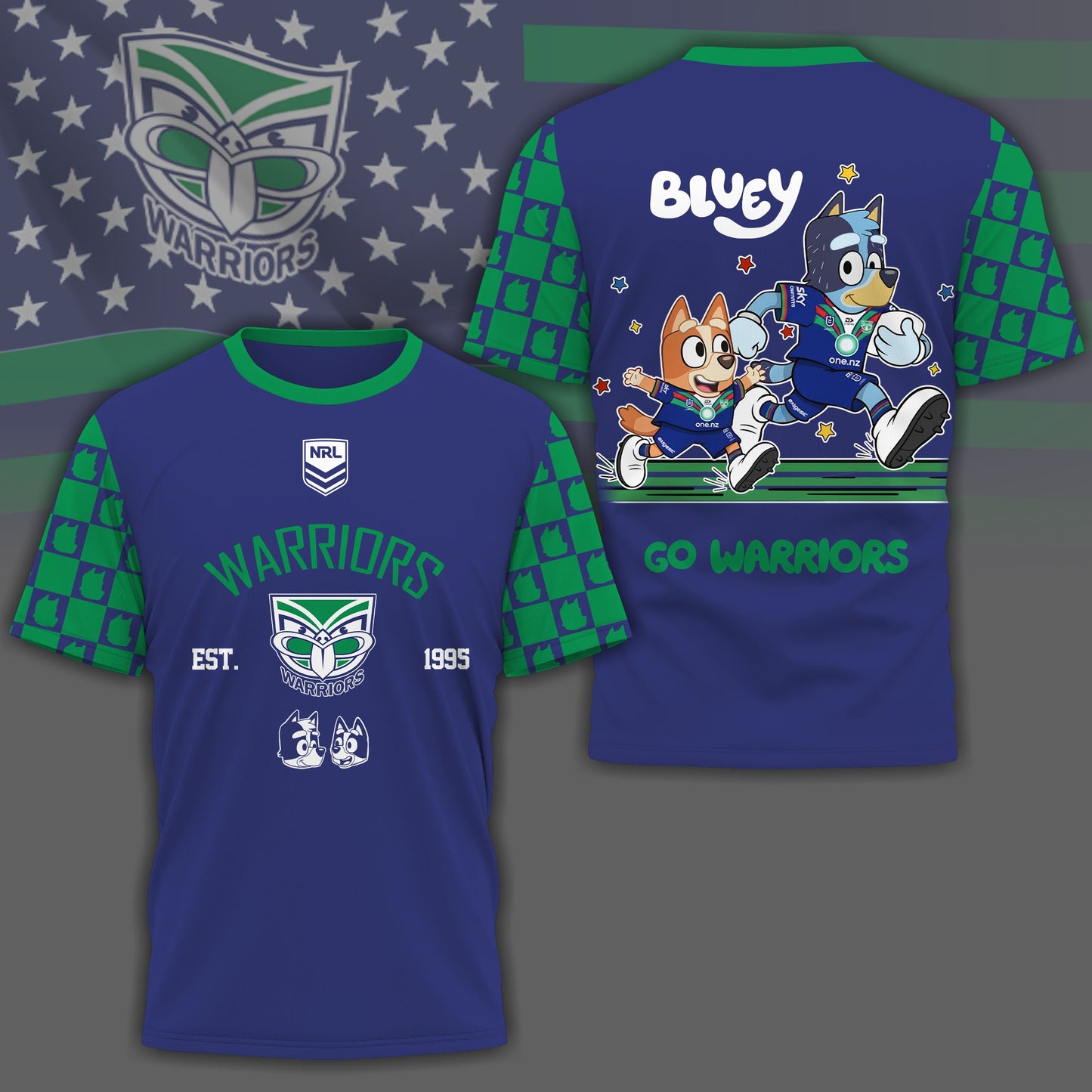 NZW x NRL Premium Bluey 3D Shirt DDT TTTZ