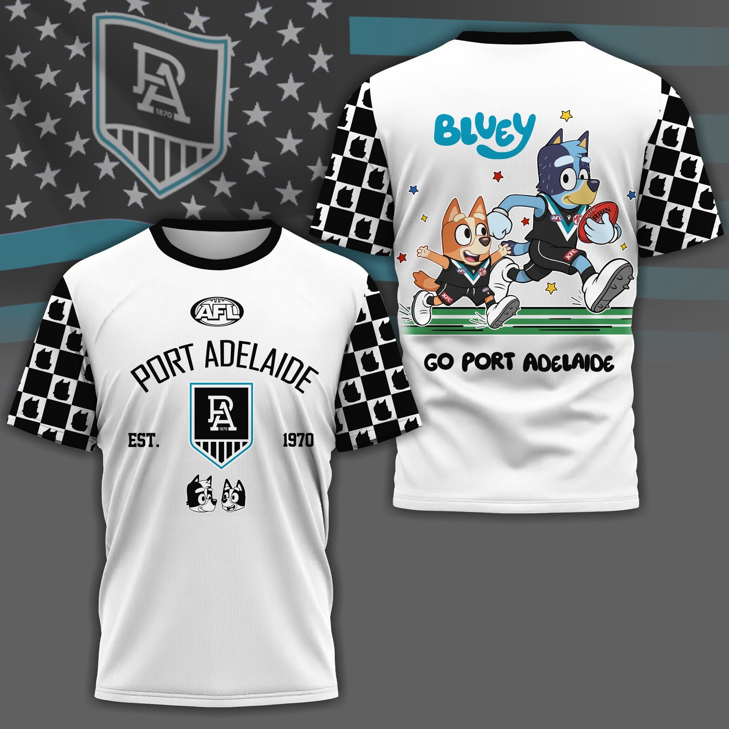 PAP x AFL Premium Bluey 3D Shirt DDT TTTZ