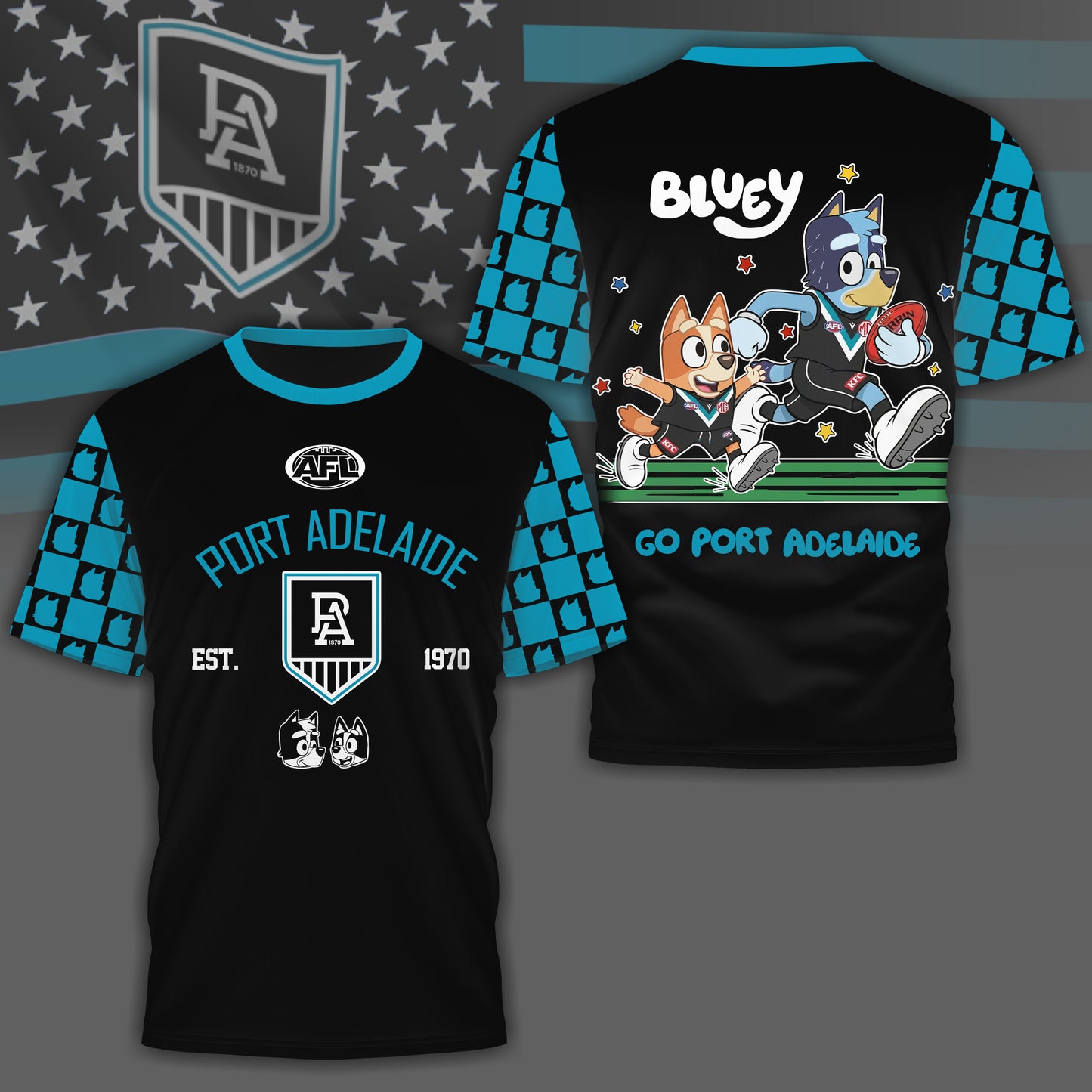 PAP x AFL Premium Bluey 3D Shirt DDT TTTZ