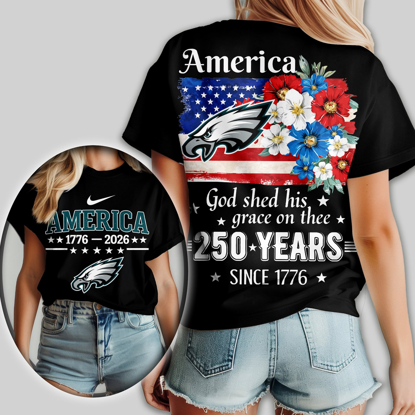 PE Premium NFL America God Shed His Grace On Thee Women Shirt DDT  NTL