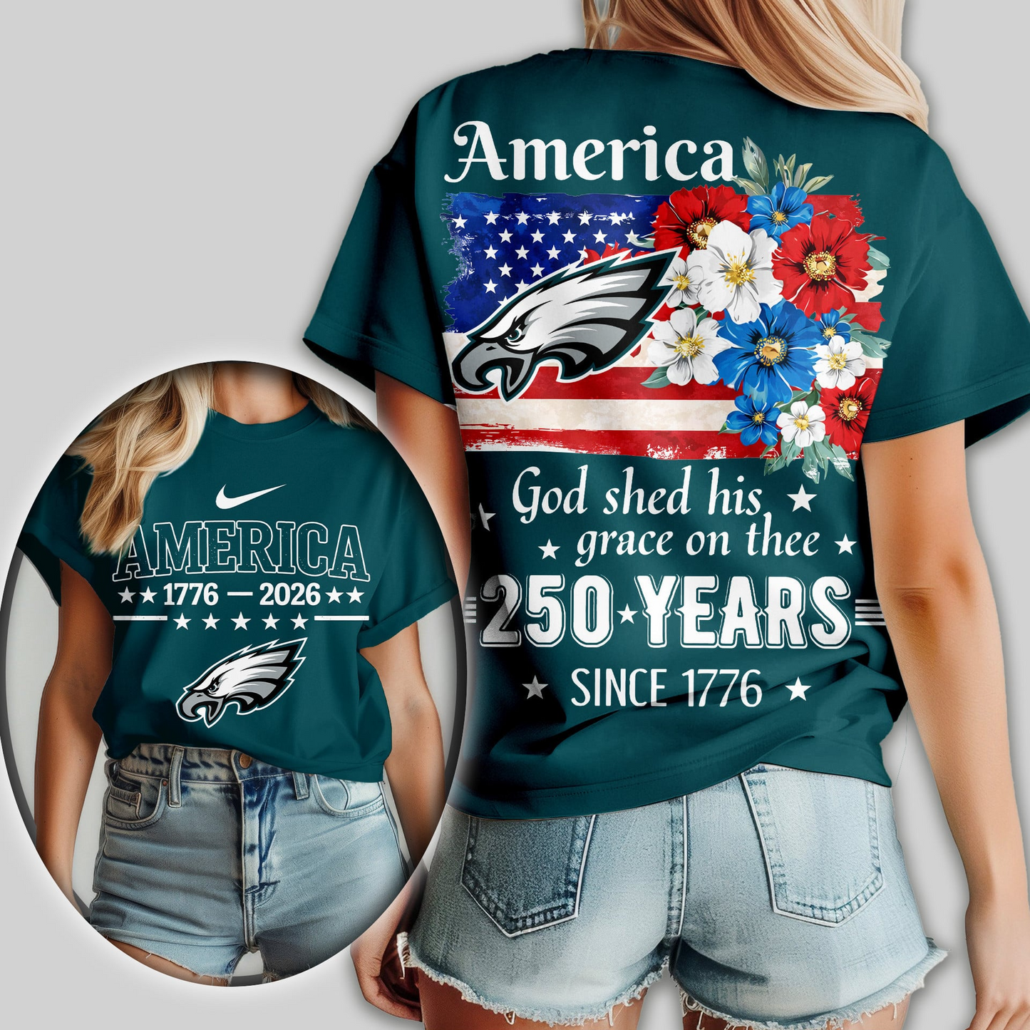 PE Premium NFL America God Shed His Grace On Thee Women Shirt DDT  NTL
