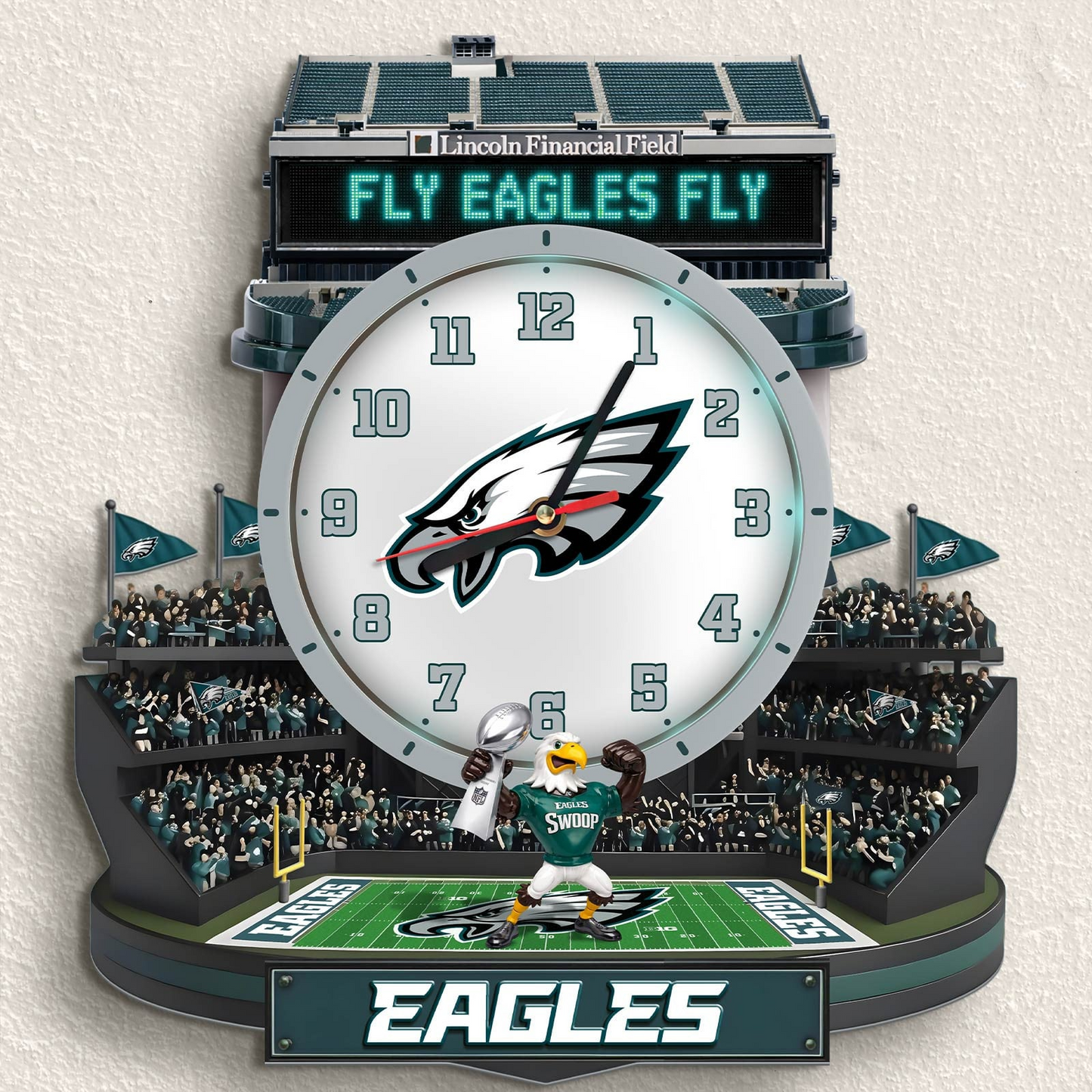 PE x NFL Stadium Decorative 3D Visual Effect Acrylic Wall Clock DDT CTND