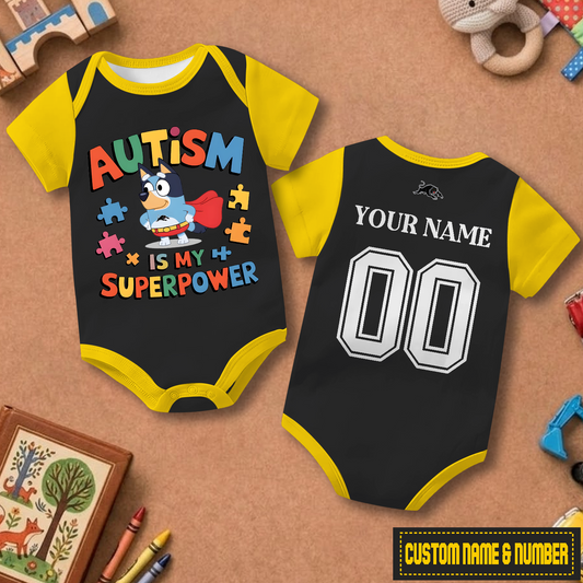 PEN x NRL Custom Name & Number  Baby Romper DATND TANTD