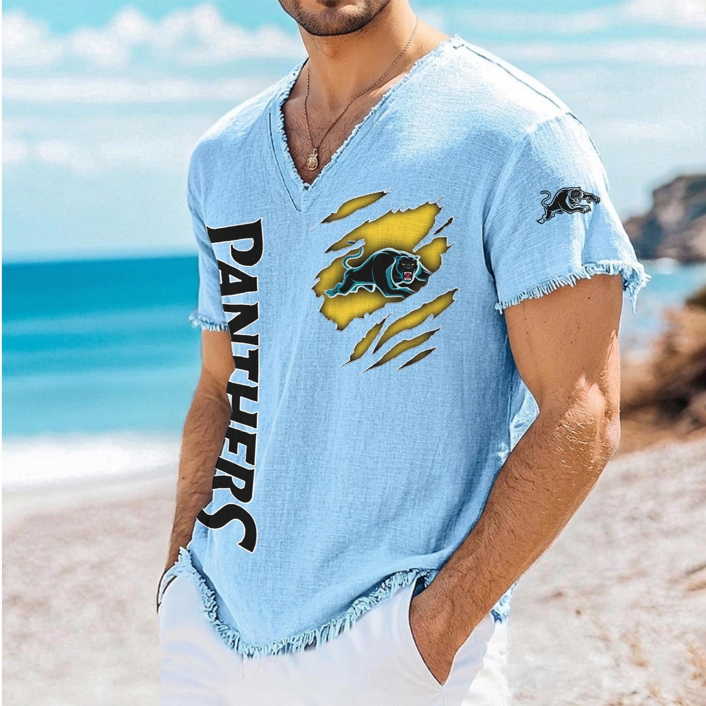 PEN x NRL V-Neck Linen Beach Shirt 1905 DatND DVT